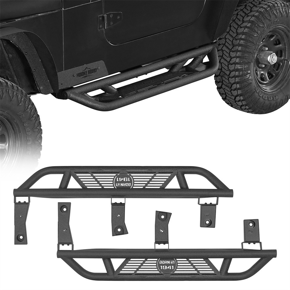 Fit 1987-1995 Jeep Wrangler YJ 2Pc Steel Drop Down Side Step Bars Running Boards