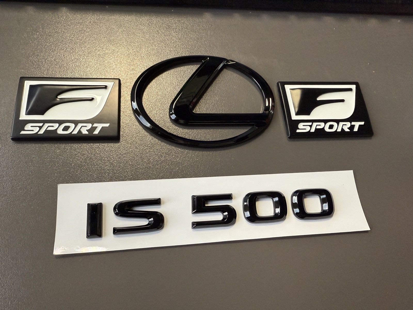 Gloss Black Emblem Badge Logo Trunk & Fender kit fits Lexus IS500 F Sport