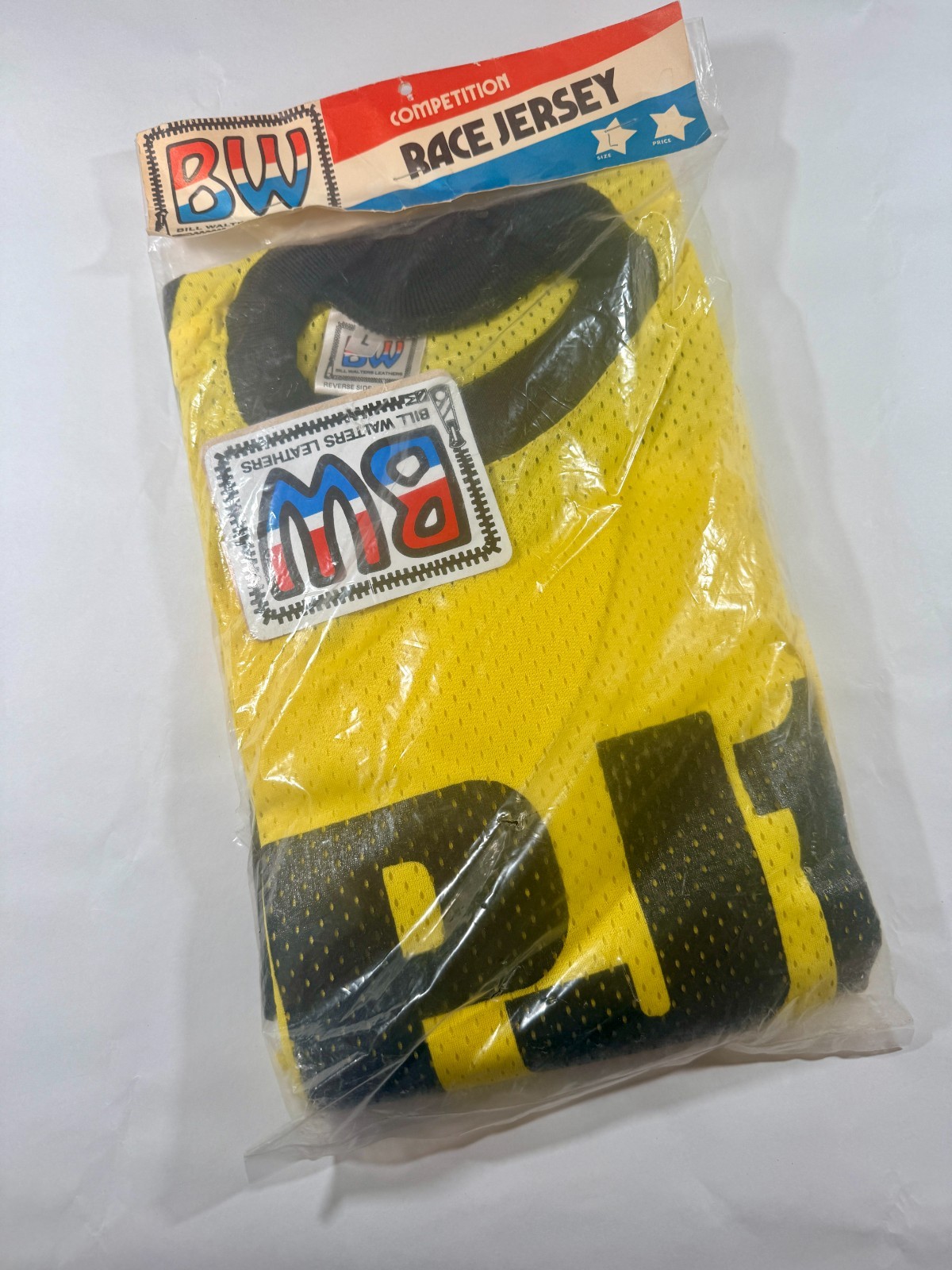 Vintage Bill Walters Leathers Motocross Jersey NOS 1970's Size L Yellow Mesh PJ1