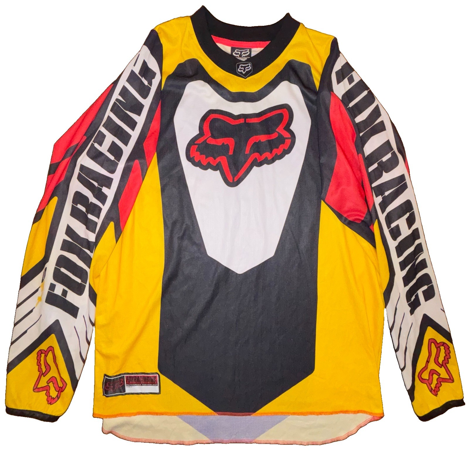 Vintage Fox Racing Motorcross Men’s Long Sleeve Yelllow Red Jersey XL