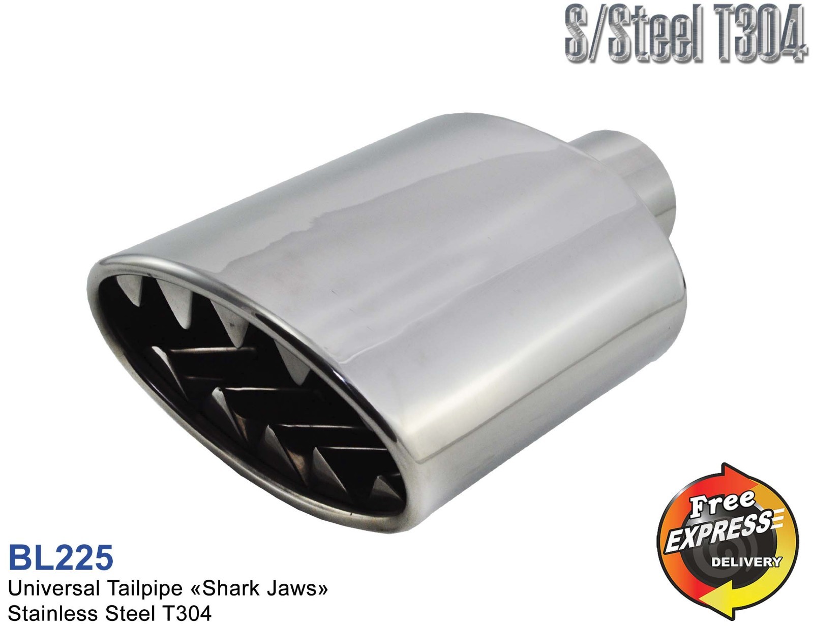 Exhaust tip tailpipe trim s/s universal shark jaws teeth tip BL225 Twister