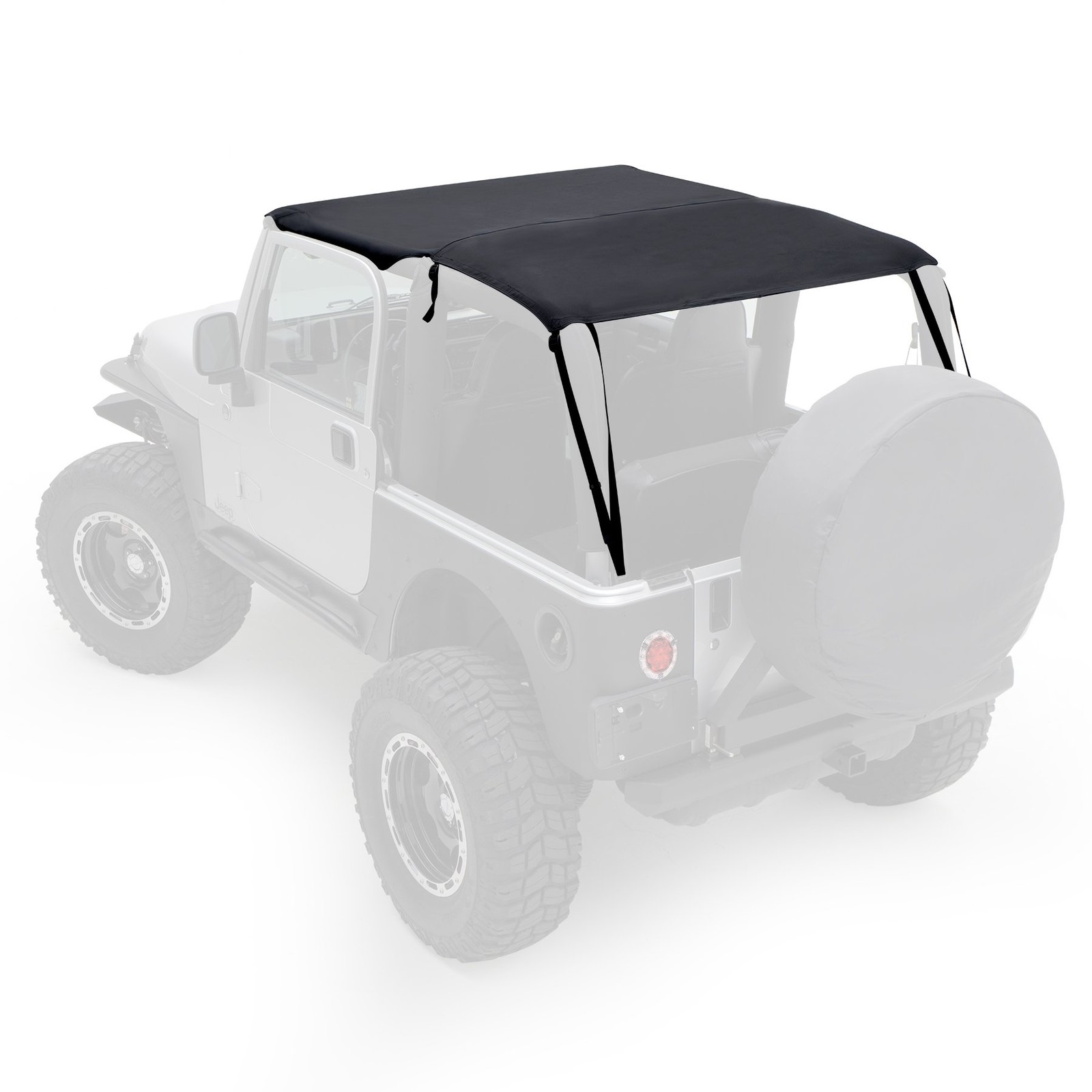Black Extended Bikini Brief Top Fabric for 1997-2006 Jeep Wrangler TJ 2 DOOR