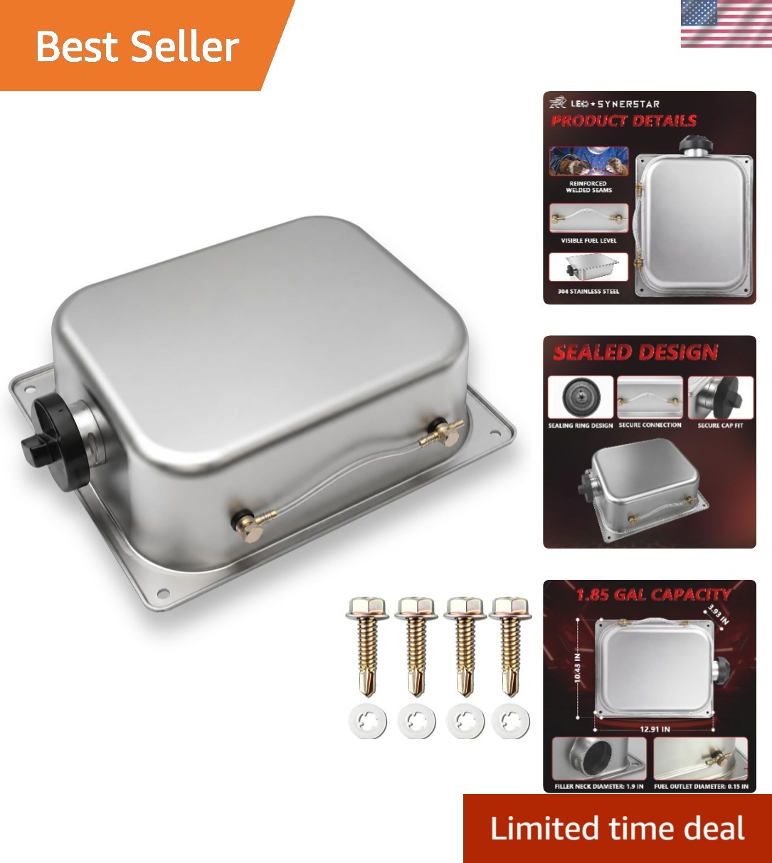 Universal Fit 1.85 Gallon Stainless Steel Fuel Tank – Ideal for Diesel Heaters