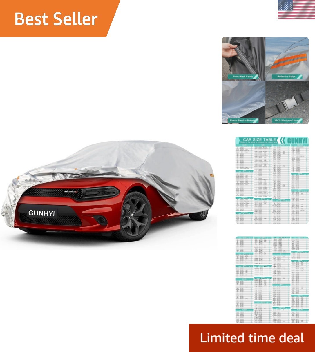 Waterproof 6-Layer Sedan Car Cover,Size A7 See Size Chart
