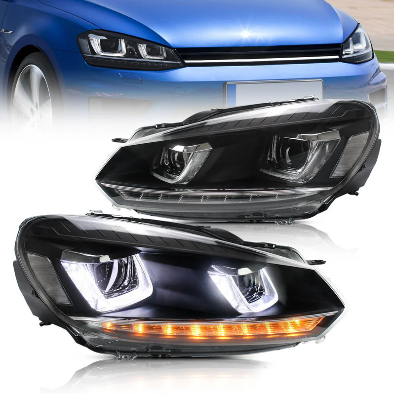 For 2010-2014 VOLKSWAGEN Golf 6 MK6/Jetta Wagon LED Headlights W/Sequential Pair