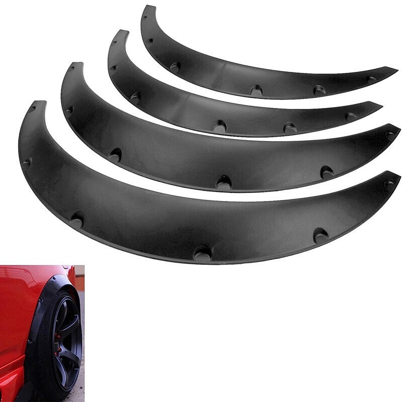 Universal 4Pcs Balck Fender Flares Polyurethane Wide Car Wheel Arches Body Kit