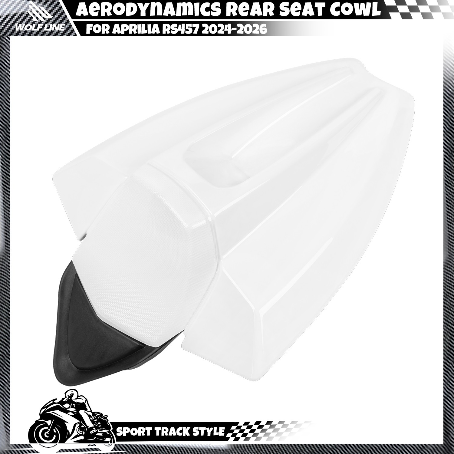WOLFLINE Rear Passenger Seat Cowl Cover For Aprilia RS457 2024 2025 2026 White