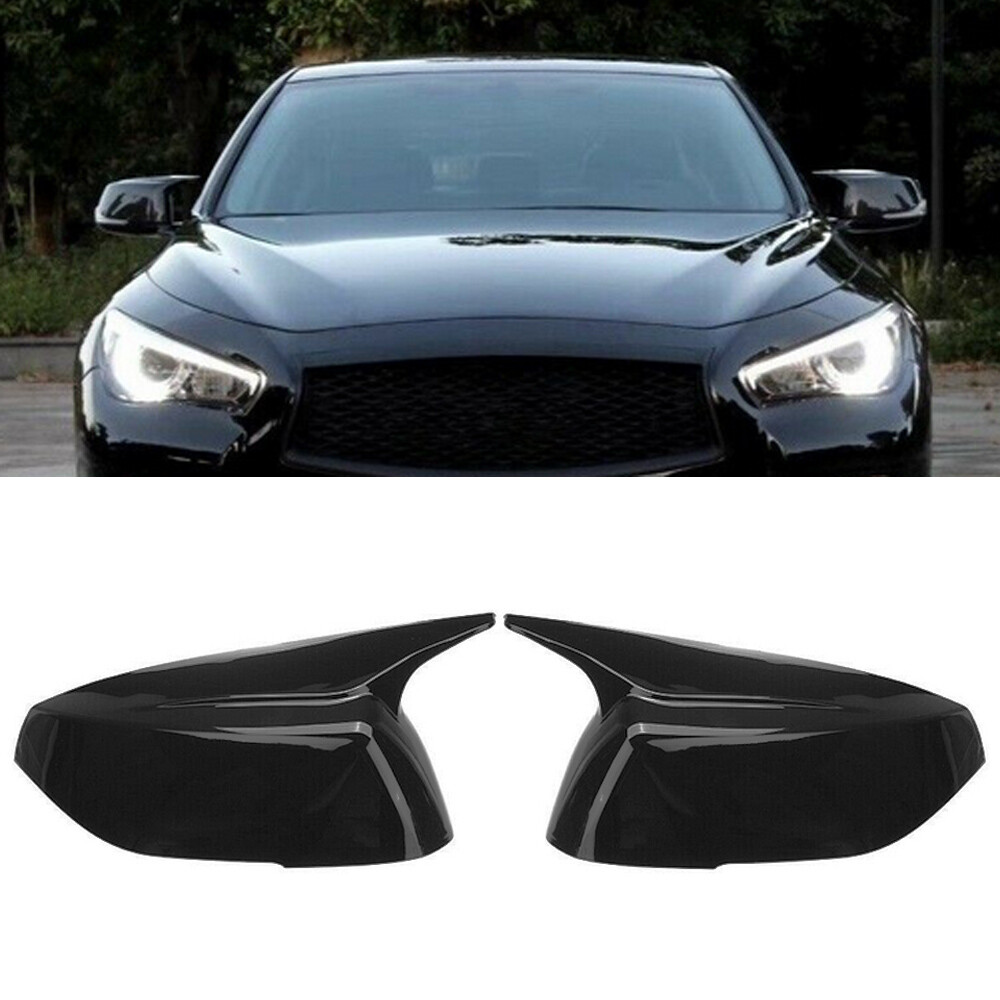 2X M Style Side Mirror Cover Caps For Infiniti Q50 Q50S Q60 Q70 QX30 Gloss Black