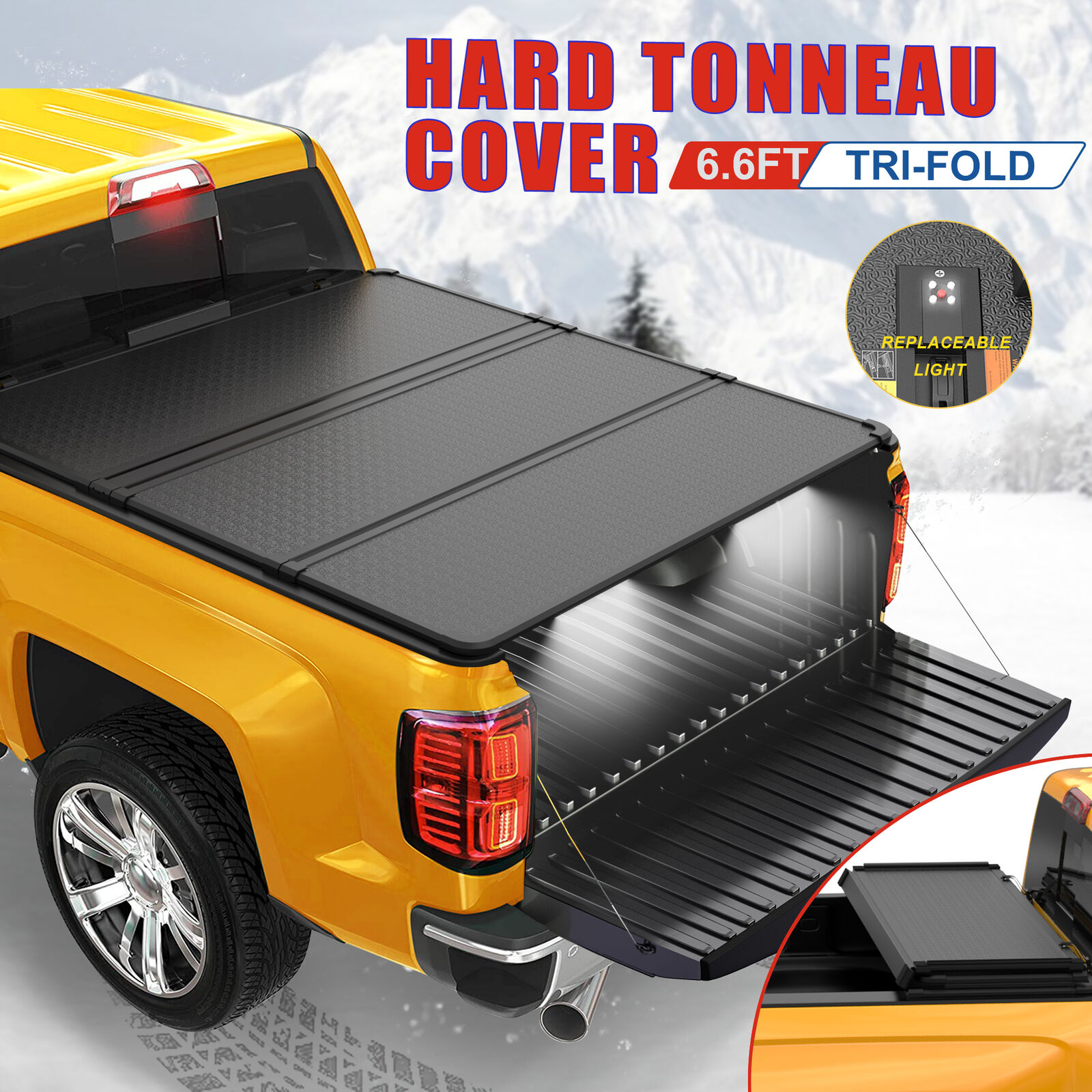 6.6FT Hard Tonneau Cover For 2019-2024 Chevy Silverado GMC Sierra 1500 Truck Bed