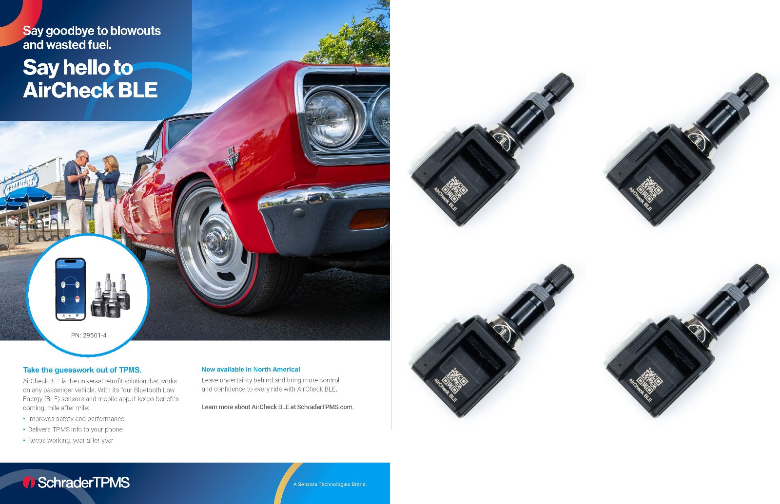 Schrader AirCheck BLE Retrofit TPMS System 29501 (4 Pack) Black