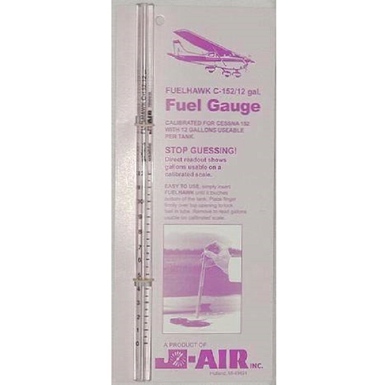 J-Air Fuelhawk Fuel Gauge - Cessna C-152 / 12 Gallon - Pre-Flight Fuel Dipstick 