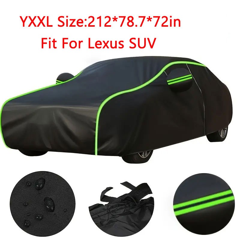 Full Car Cover Waterproof Rain Snow Dust Anti-UV Protection For Lexus SUV Black