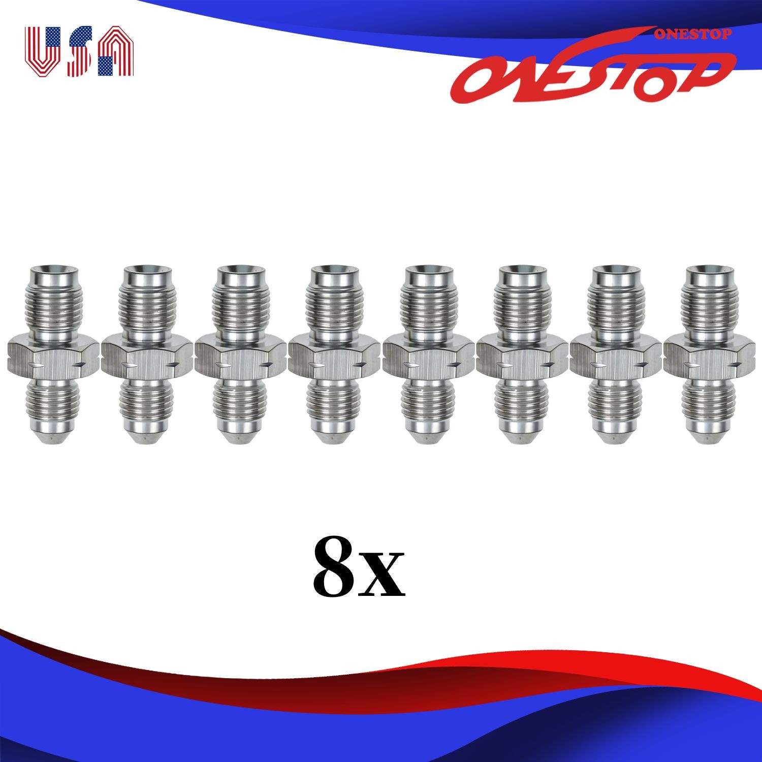 New 8Pcs 3AN Male to M10 x 1.0 Male Metric Adapter for Brake Clutch Fuel and Oil