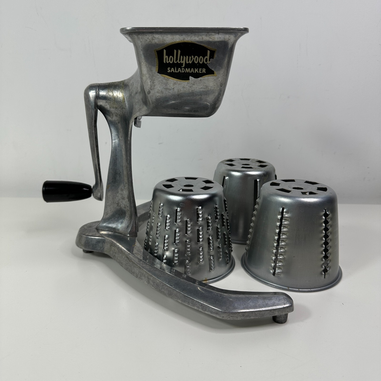 Vintage Hollywood Saladmaker Silver With 3 Different Attachments Missing Feet