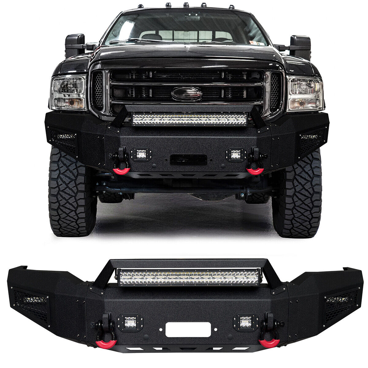 Vijay For 1999-2004 Ford F250 F350 Steel Front or Rear Bumper with LED Lights