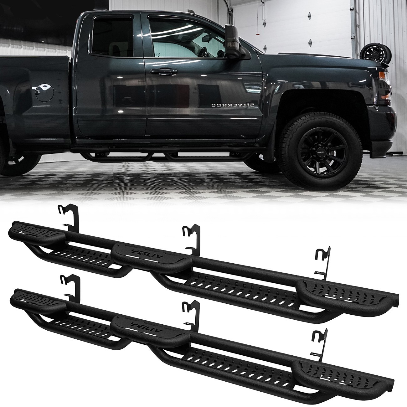 Vijay Fits 2007-2018 Chevy Silverado 1500 Extended Cab Running Boards Nerf Bars
