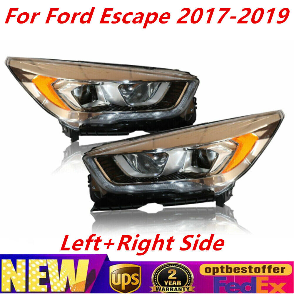 For 2017-2019 Ford Escape Full LED Projector Headlights LH & RH w/DRL