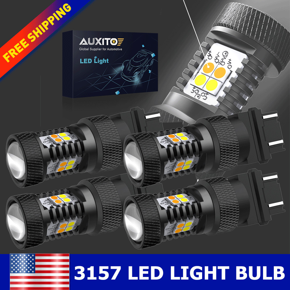 US 2PCS/4PCS 3157 4157 LED Switchback Turn Signal Light Bulbs White/Amber AUXITO