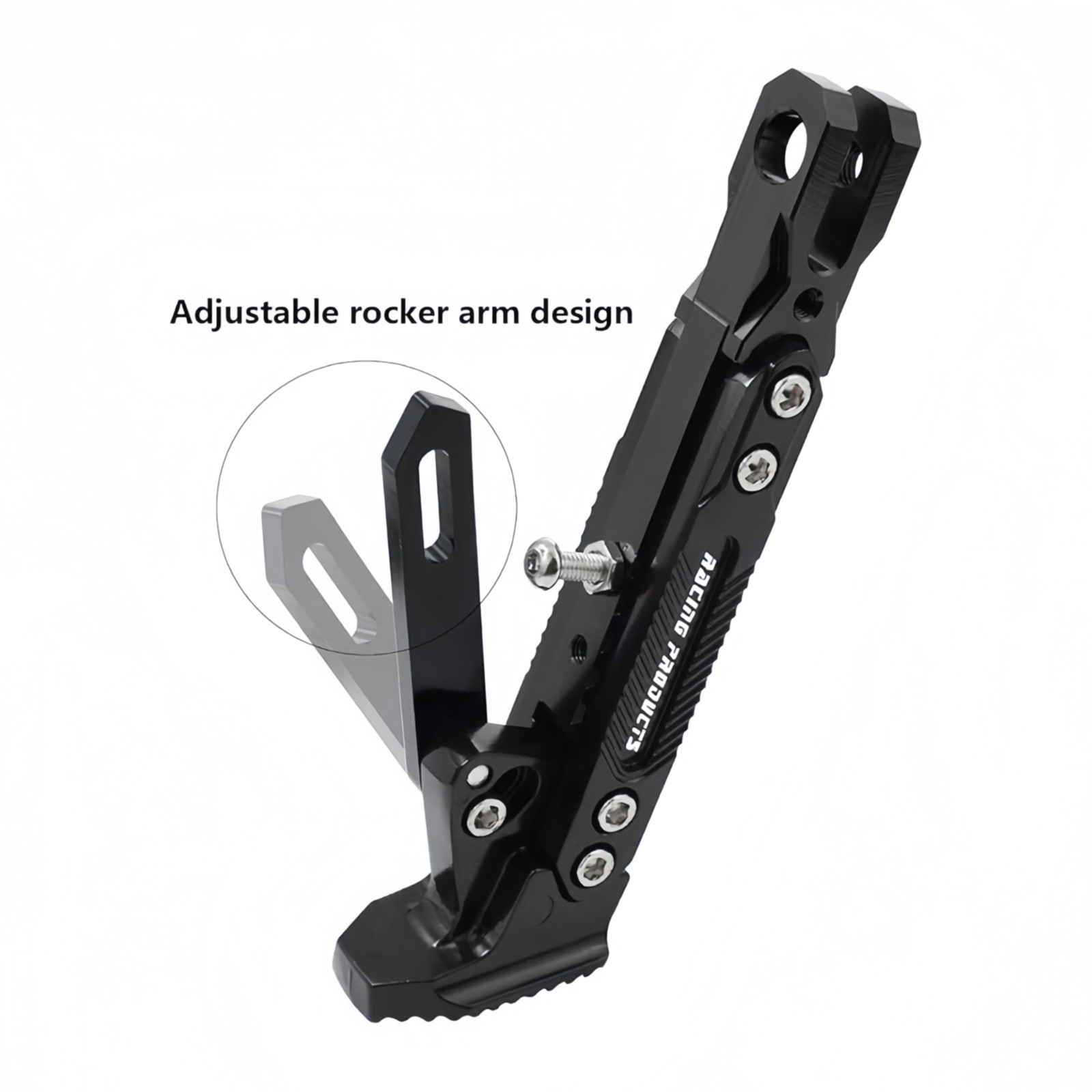 Adjustable 200-260mm Black Aluminum Motorcycle Kickstand
