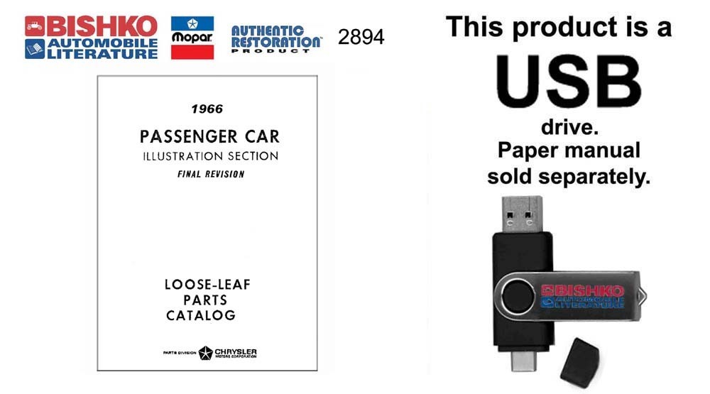 1966 Mopar CHRYSLER, DODGE, PLYMOUTH Parts Book USB Drive