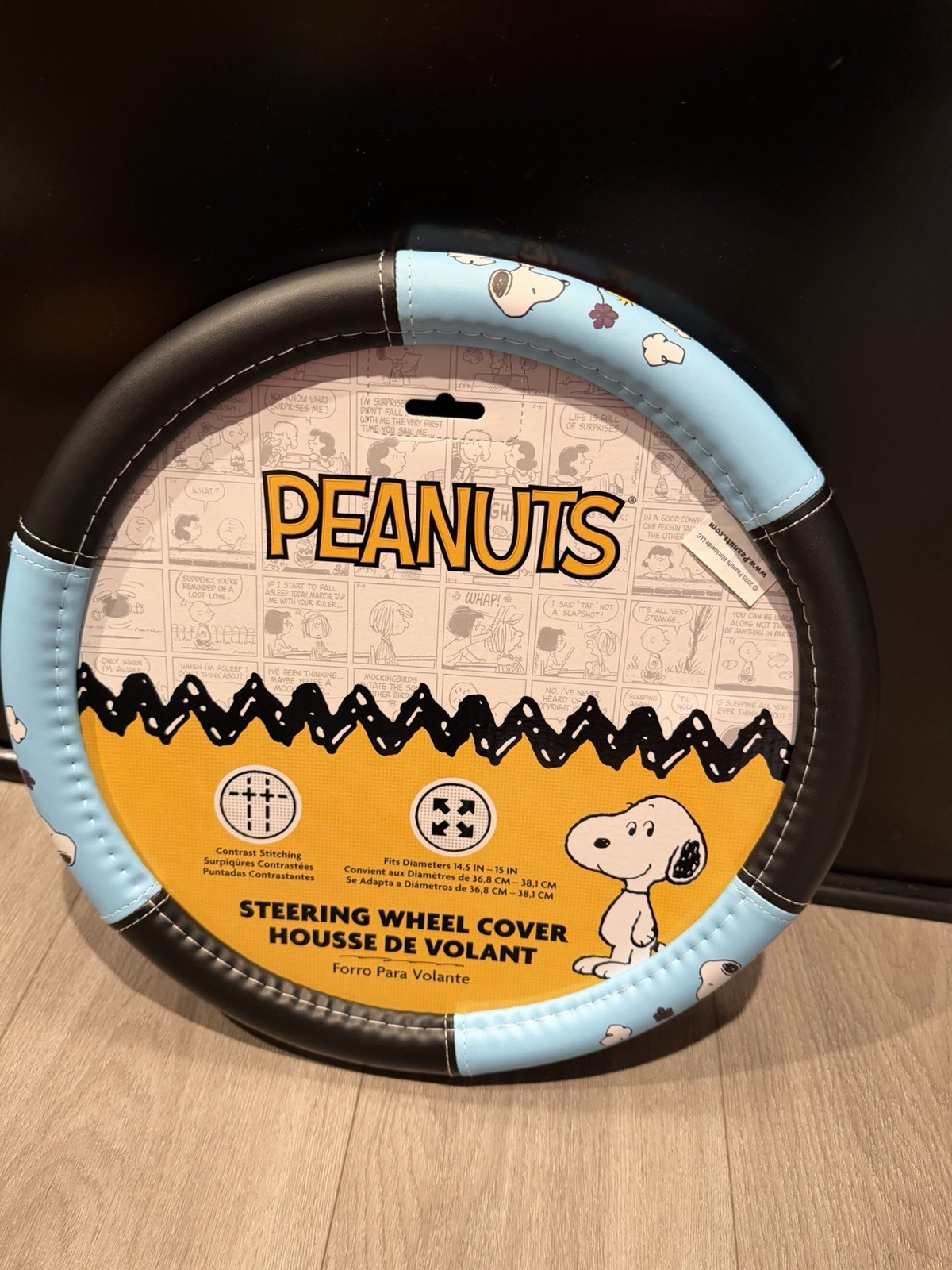 New Snoopy Dog House Car Accessory Steering Wheel Cover 14.5-15.5 Air Freshener