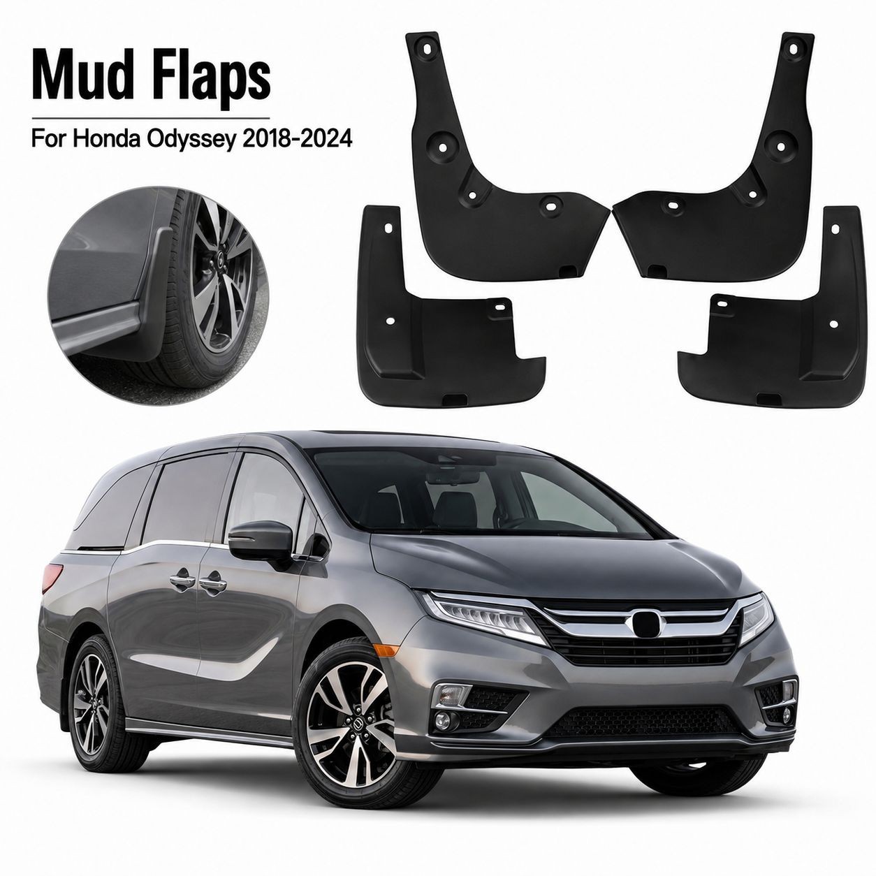 4x Mud Flaps Splash Guards Mudguard for Honda Odyssey 2018 2019 2020 2021-2024