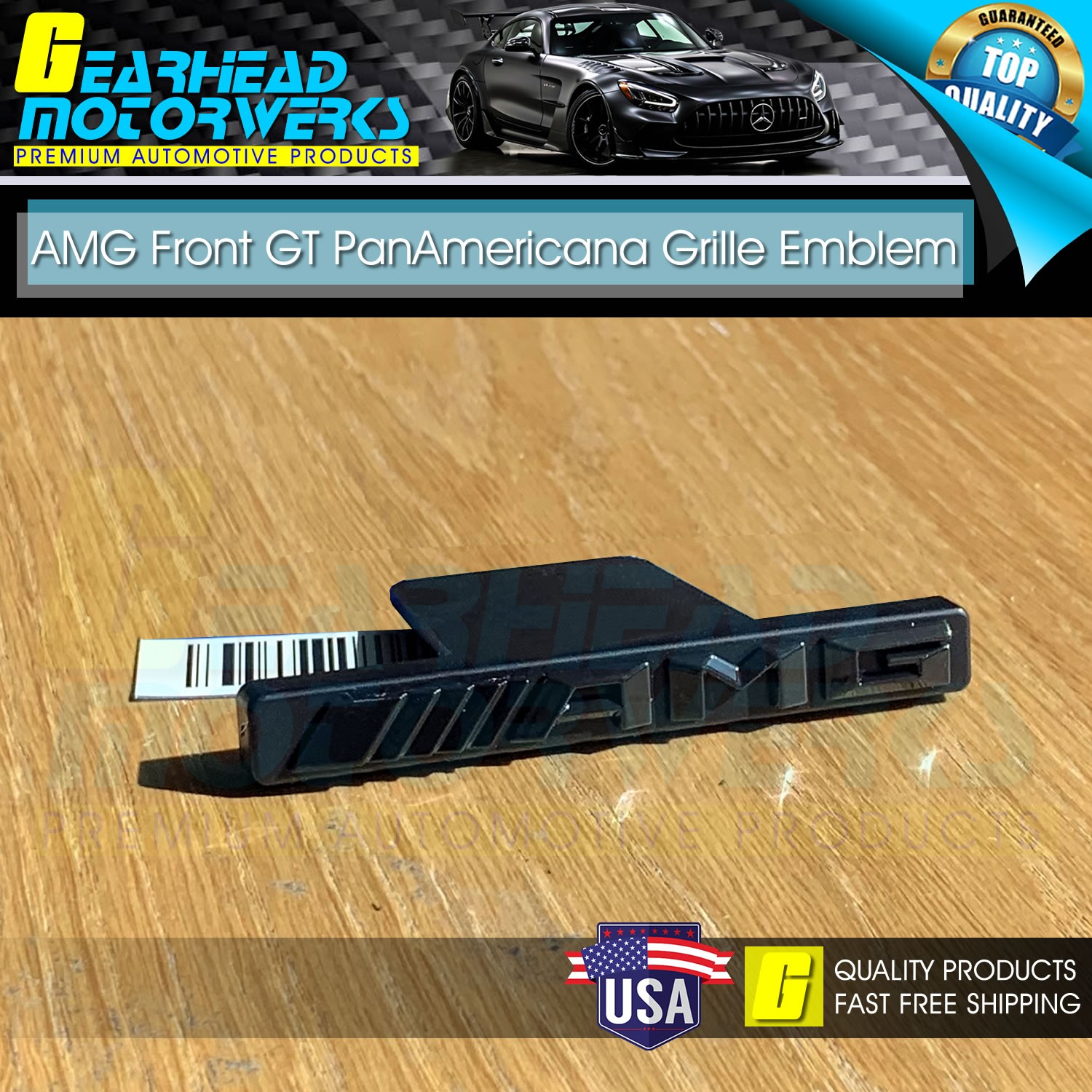 AMG Emblem GT PanAmericana Front Grille Black Badge fits Mercedes Benz C43 E43