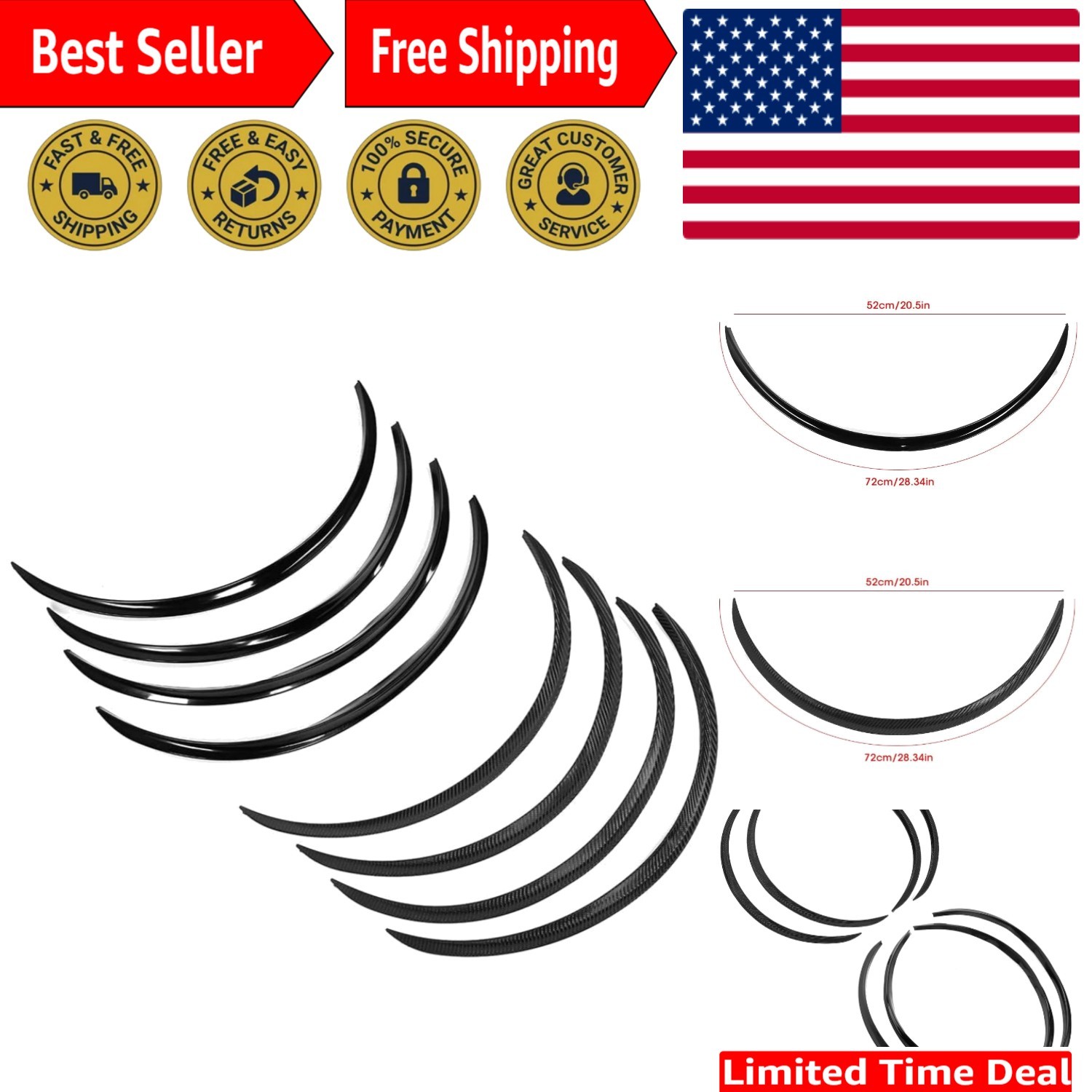 4pc Carbon Fiber Wheel Arch Protectors - Effortless Installation & Durability