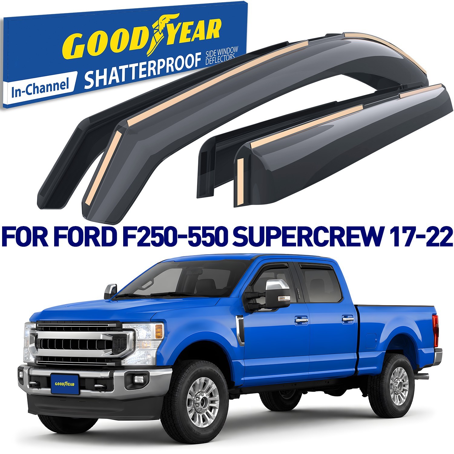 Rain Guards Vent Visors Shade for 2017-2022 Ford F-250-550 SuperCrew