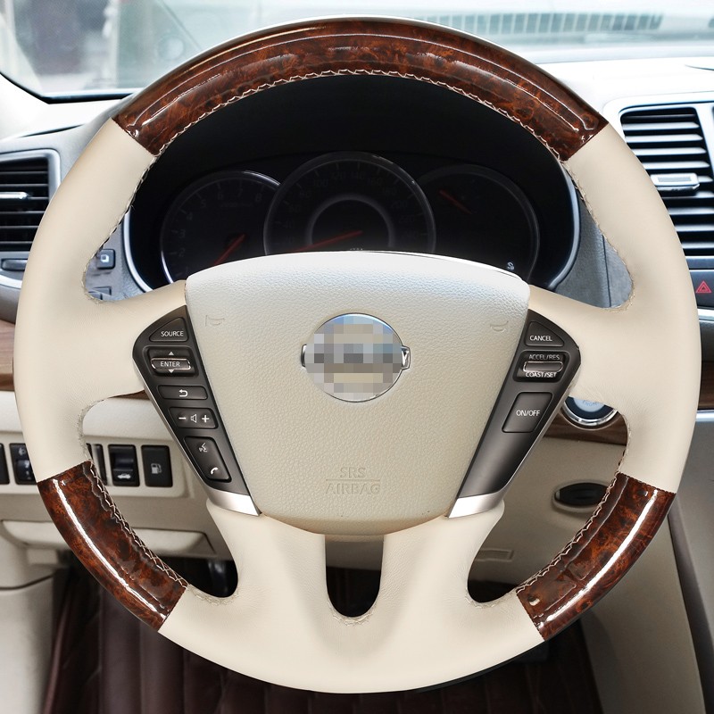 For Nissan Teana Murano Custom Hand Stitched Leather Car Steering Wheel Cover