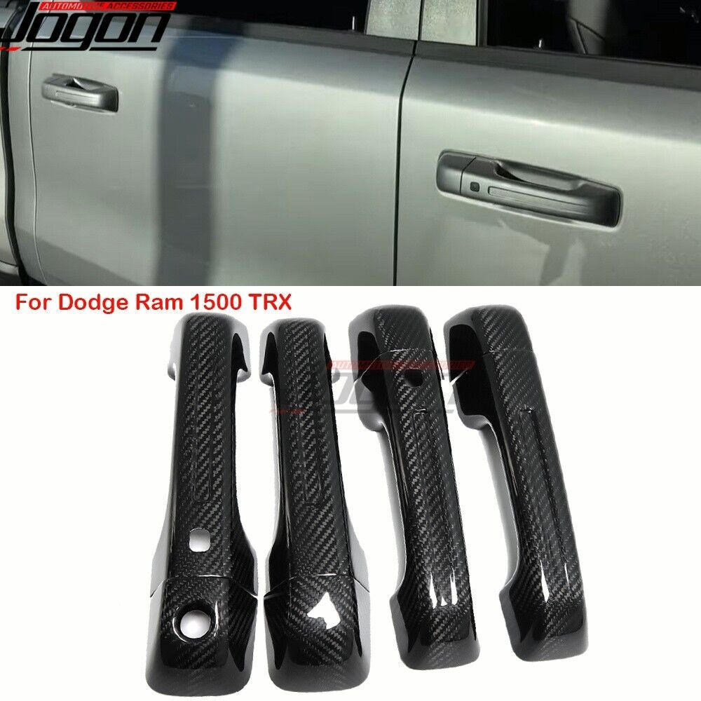 4PC Real Carbon Side Door Handle Cover For Dodge Ram 1500 TRX Off-Road 2019-2024