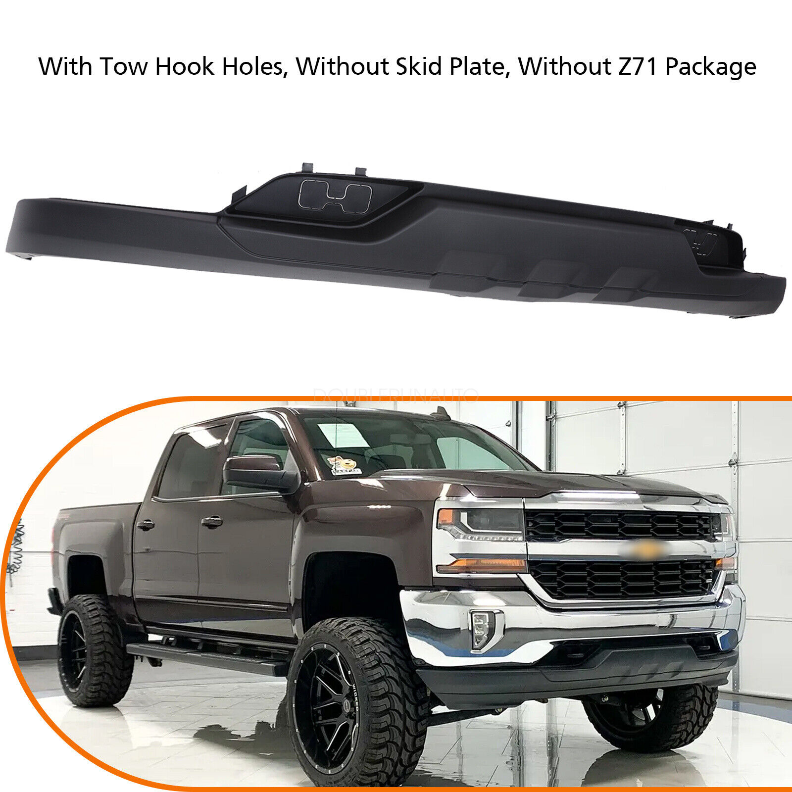 For Silverado 1500 2016-2019 Front Bumper Valance W/O Tow Hook Holes W/O Z71