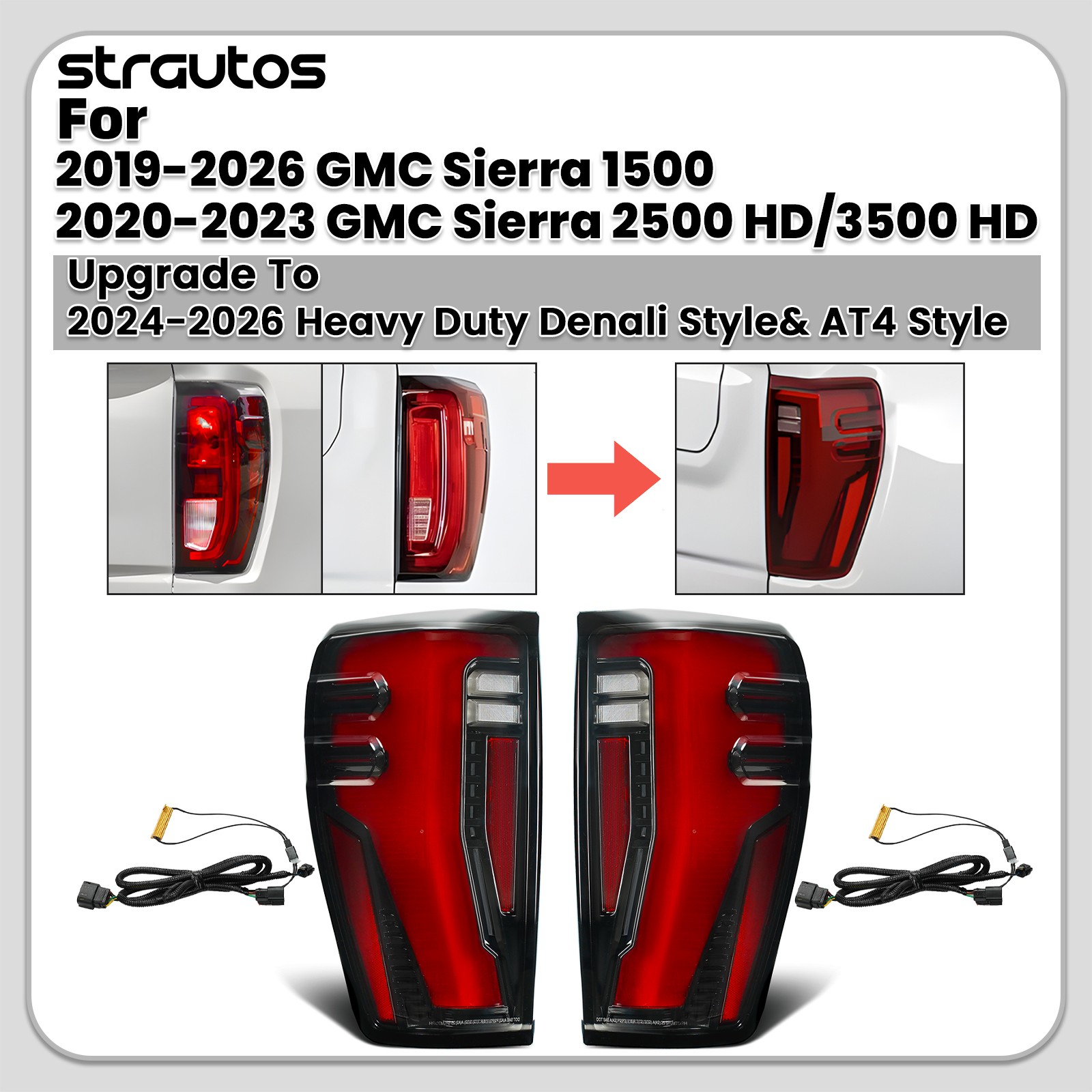 Upgrade LED Taillights For 2020-2023 GMC Sierra 2500 HD 3500 HD Left+Right Pair
