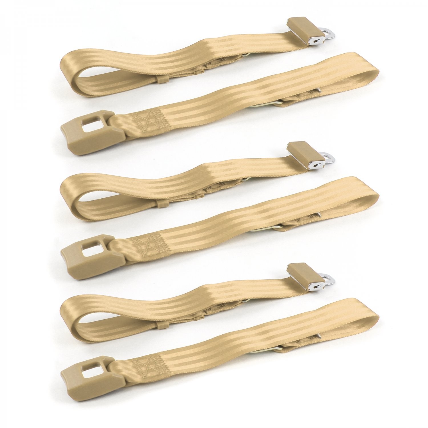 JP Wagoneer 1963 - 1991 Standard 2pt Tan Lap Bench Seat Belt Kit - 3 Belts v8 