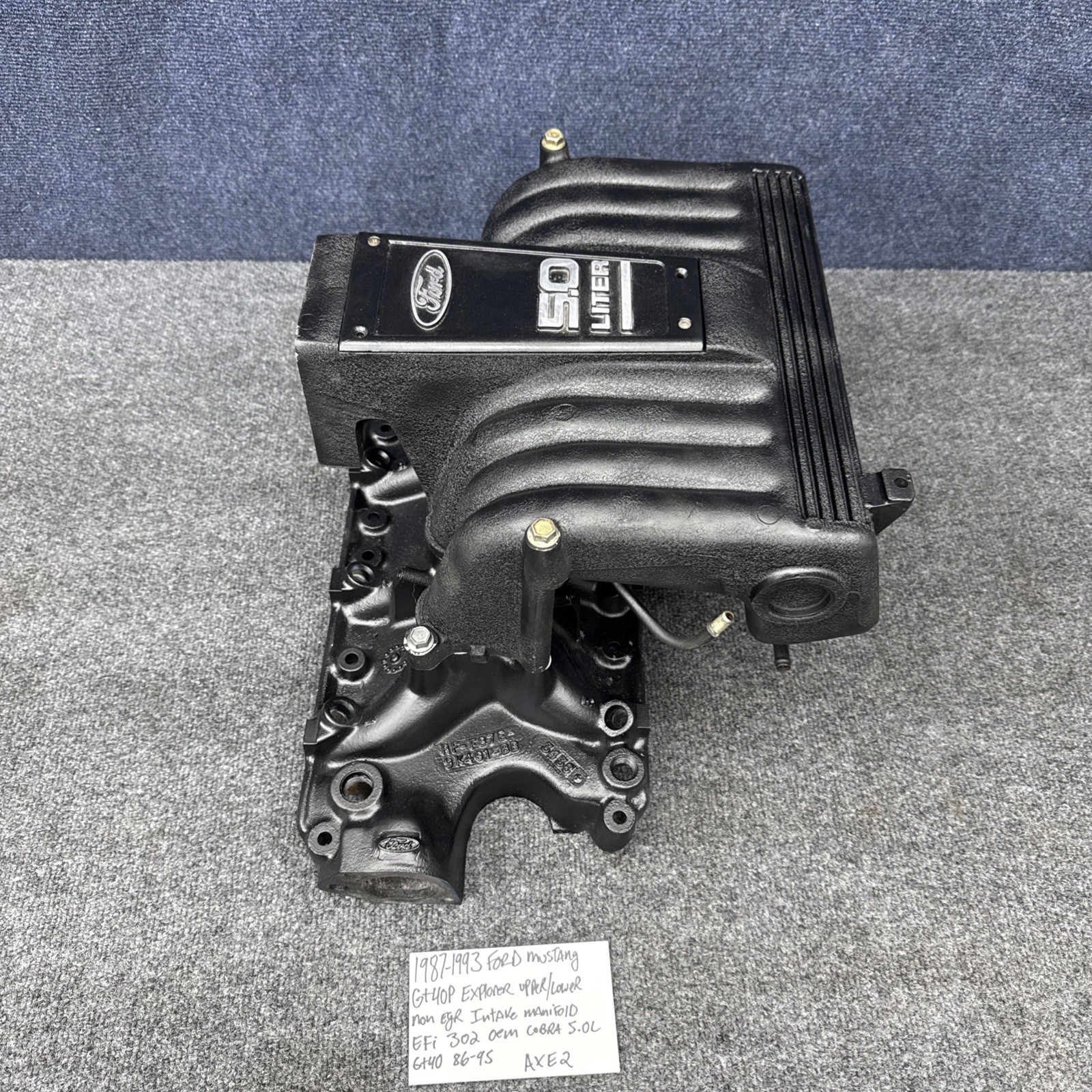 87-93 Ford Mustang 5.0L GT40p Upper Lower Intake Manifold COBRA 302 Gt40 Non-egr 87-93 Ford Mustang 5.0L GT40p Upper Lower Intake Manifold COBRA 302 Gt40 Non-egr