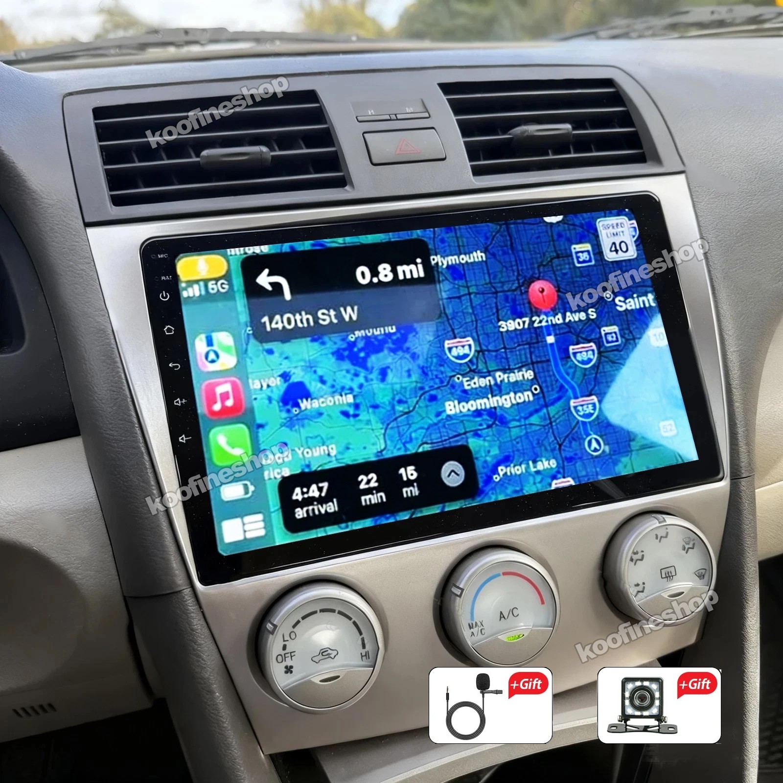 For Toyota Camry 2007-2011 Android 15 Apple CarPlay Car Stereo Radio GPS +Camera
