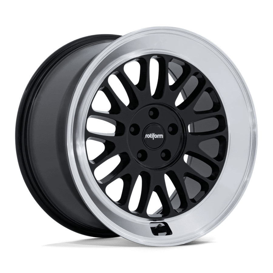 18x9.5 Rotiform Wheels RC214 Gloss Black W/ Diamond Cut Lip 5x114.3 Rims (1pc)