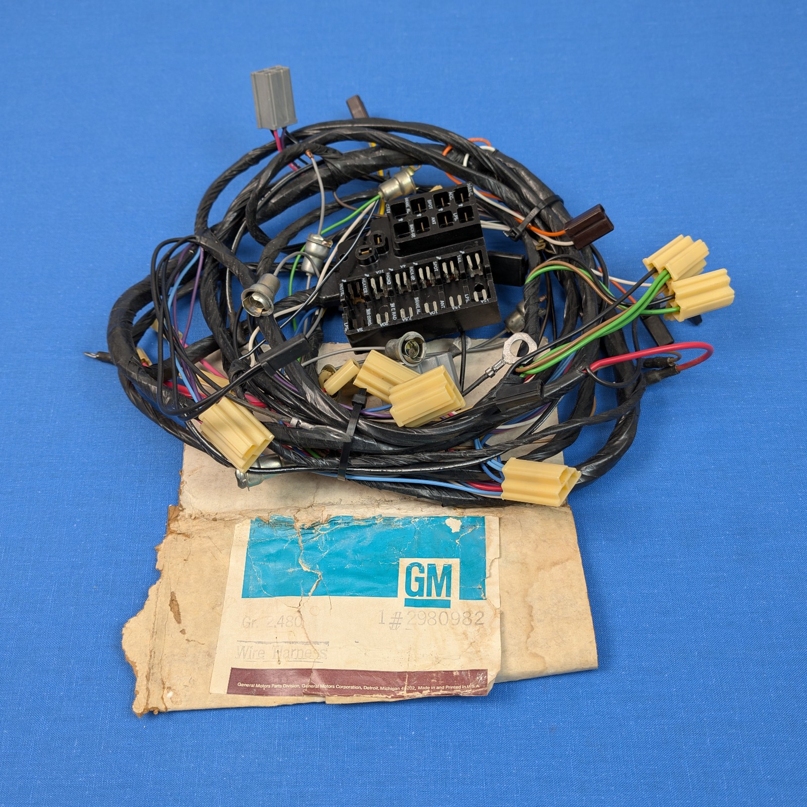 1958-1961 Corvette Dash Main Wiring Harness with Fuse Box GM 2980982 NOS