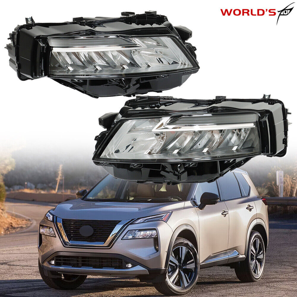 LED For 2021-2023 Nissan Rogue Headlights Headlamps Chrome Left+Right Side