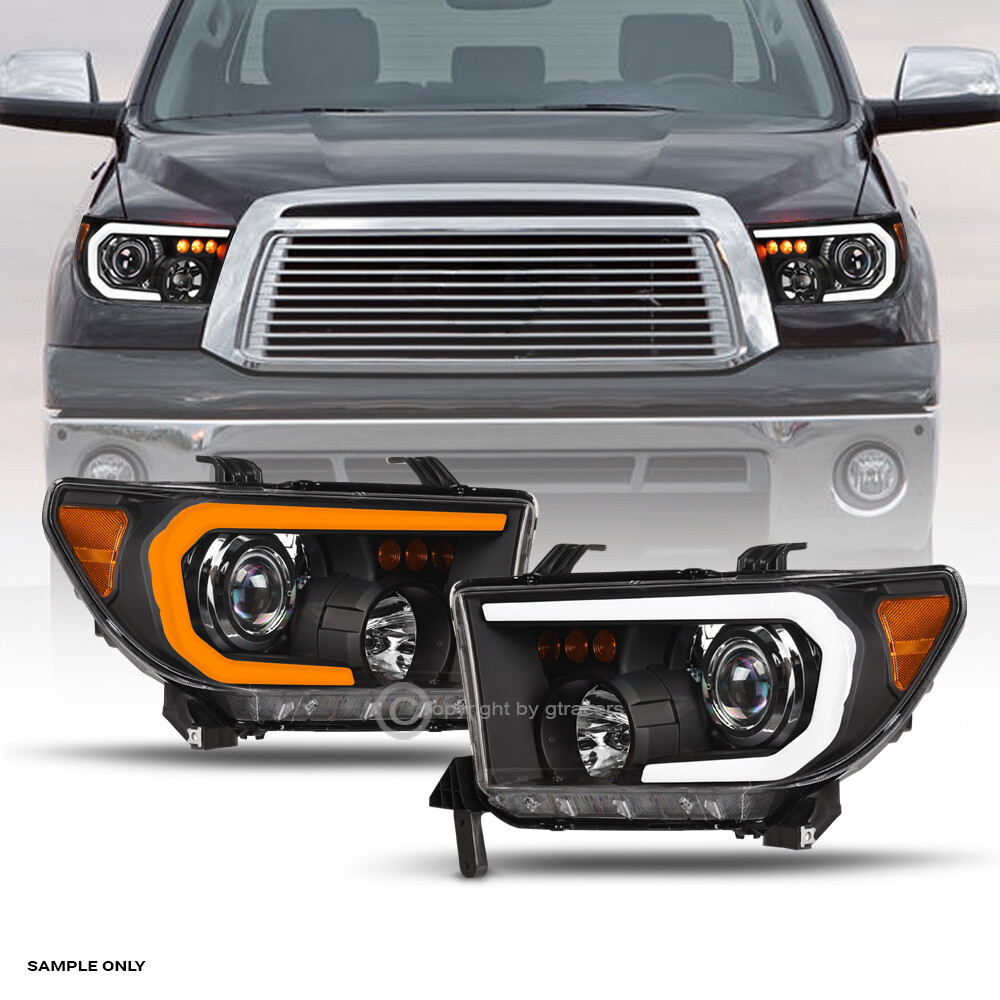 Switchback Sequential For 07-13 Tundra/Sequoia Blk Projector Headlights+LED Tube