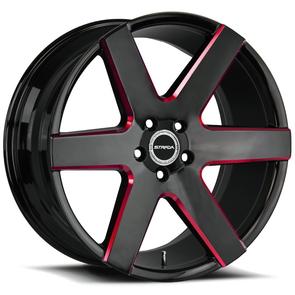 Strada S60 Coda 22x9.5 5x115 +15mm Black/Red Wheel Rim 22 Strada S60 Coda 22x9.5 5x115 +15mm Black/Red Wheel Rim 22