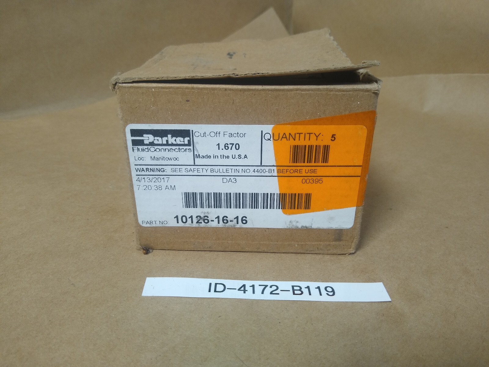 Box Of 7 Parker Hannifin 10126-16-16 Crimp Hydraulic Hose Fitting – 26 Series