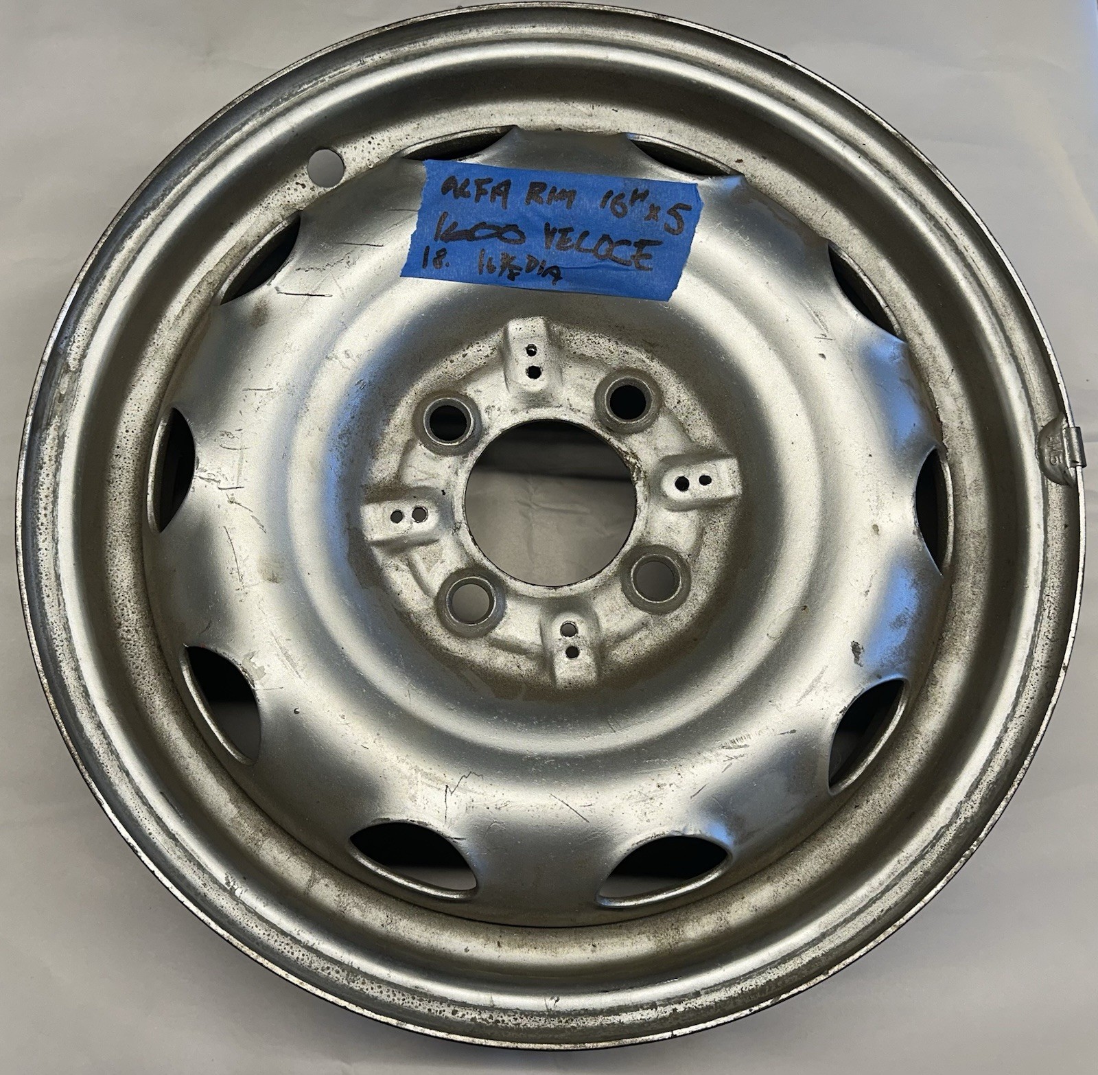 Alfa Romeo 1600 GIULIEA SPIDER Used Original BORRANI Steel 15 X 4.5 WHEEL Alfa Romeo 1600 GIULIEA SPIDER Used Original BORRANI Steel 15 X 4.5 WHEEL