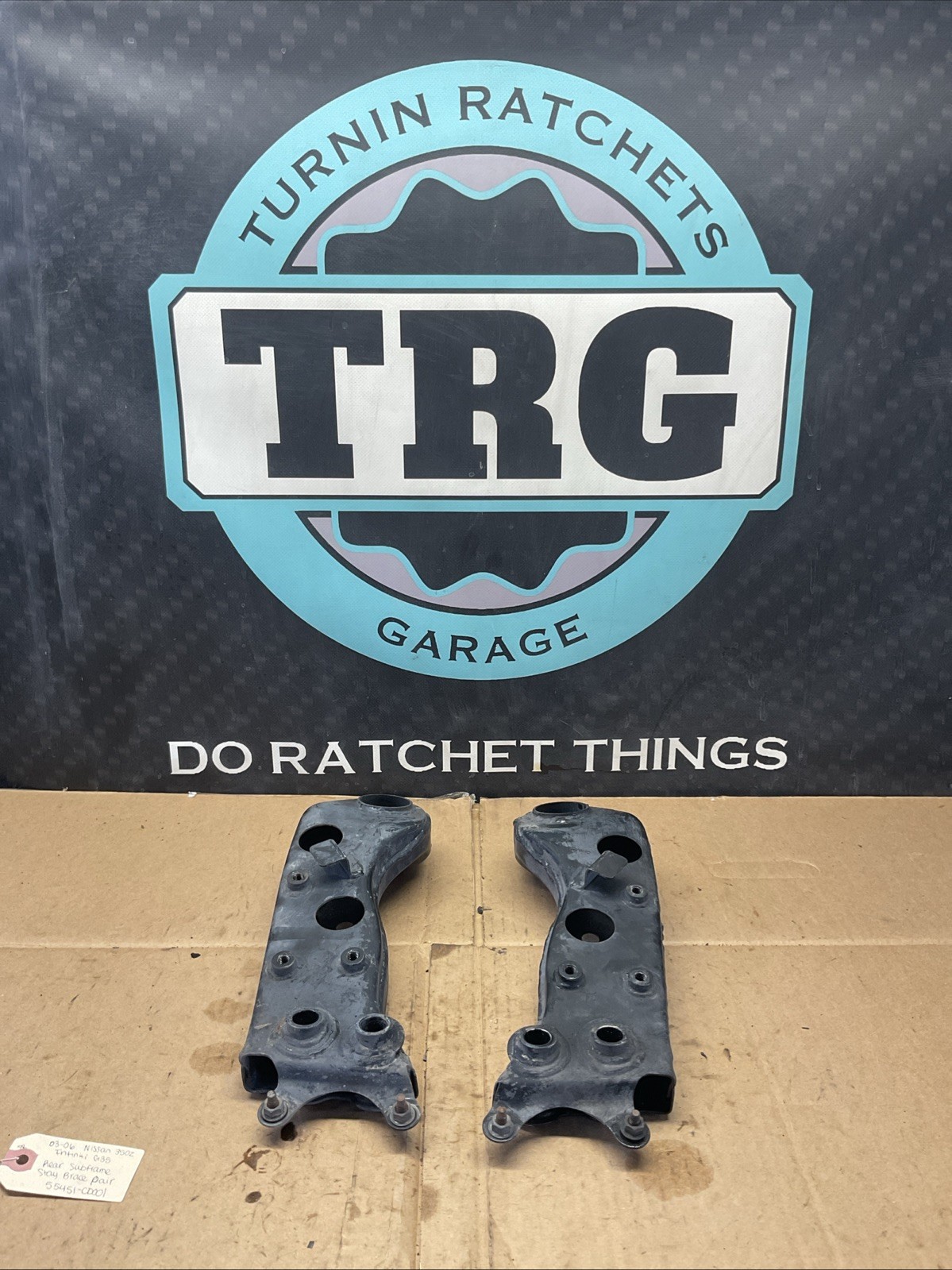 03-09 Nissan 350z Infiniti G35 Rear Subframe Stay Brace Bracket Pair 55451-CD001