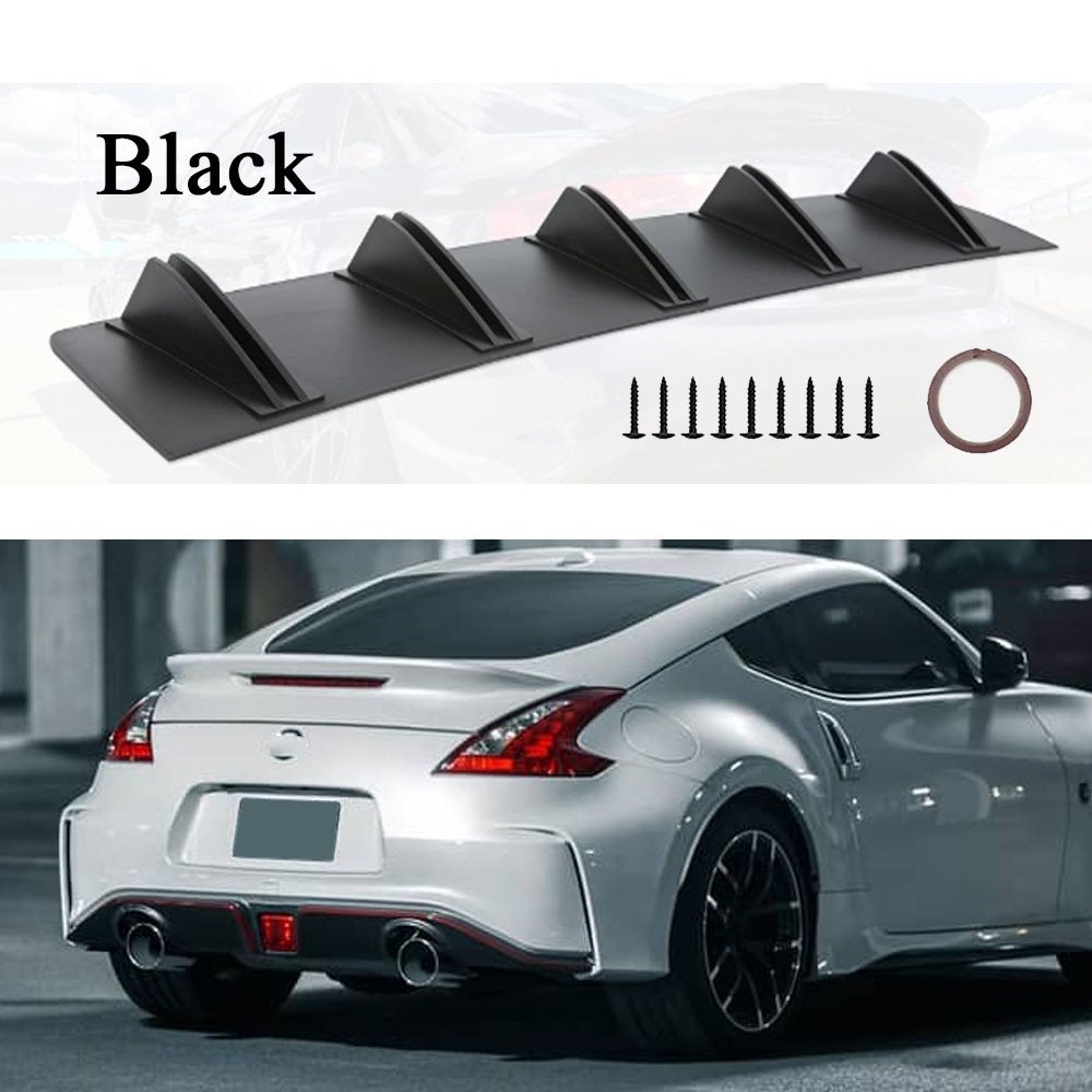 For Nissan 370Z 2009-21 Black Rear Bumper Diffuser Diffuser Lip 5 Fins Splitter