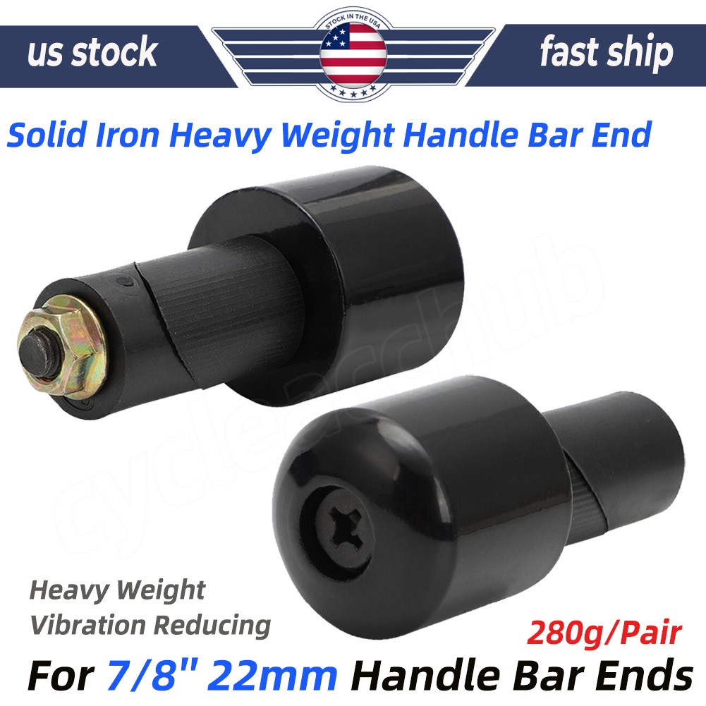 Solid Iron Handle Bar Ends Heavy Weight Vibration Reducing Grip Plugs 7/8