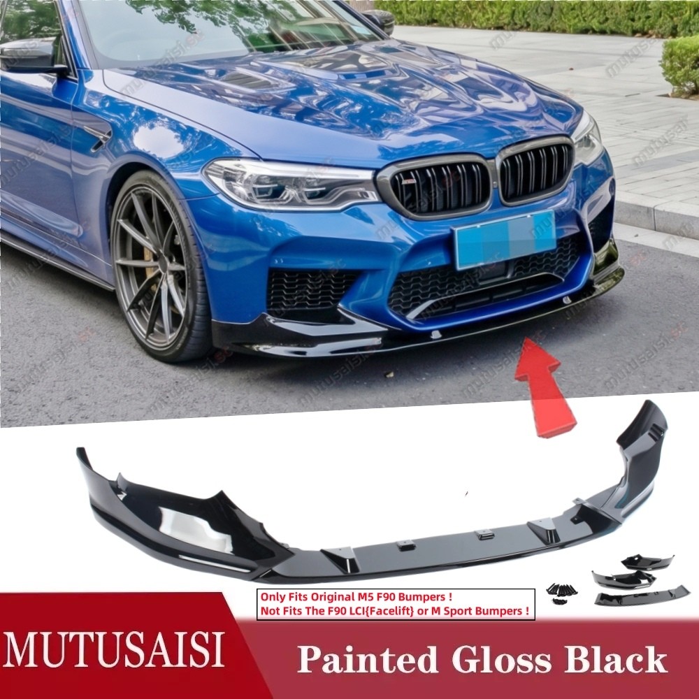 Fits BMW M5 2018-20 F90 Front Bumper Lip Splitter Spoiler MP Style (Gloss Black) Fits BMW M5 2018-20 F90 Front Bumper Lip Splitter Spoiler MP Style (Gloss Black)