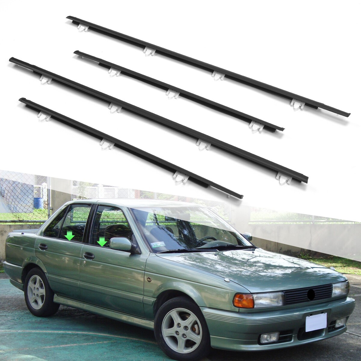 4PCS Window Sweep Weatherstrips For 1991-1994 NISSAN DATSUN SUNNY B13 SENTRA US