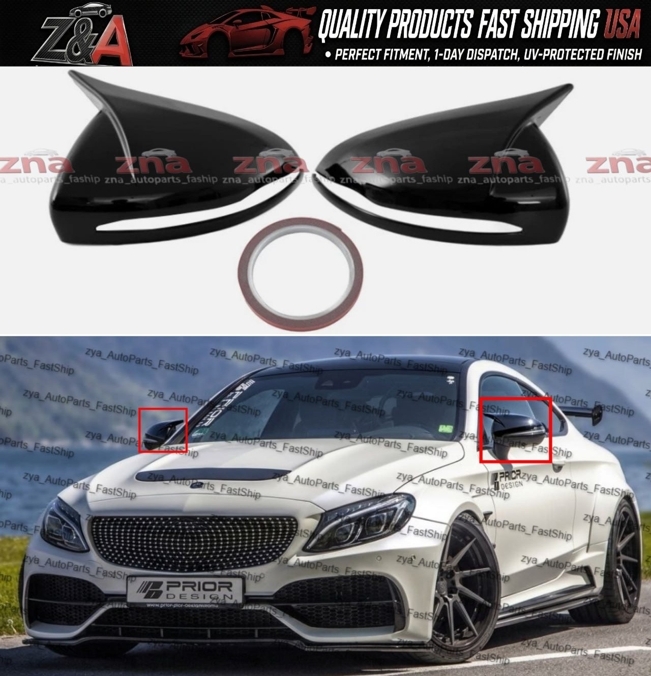 FOR 15-23 MERCEDES BENZ W205 C43 C63 AMG M STYLE GLOSS BLACK MIRROR CAP OVERLAY FOR 15-23 MERCEDES BENZ W205 C43 C63 AMG M STYLE GLOSS BLACK MIRROR CAP OVERLAY