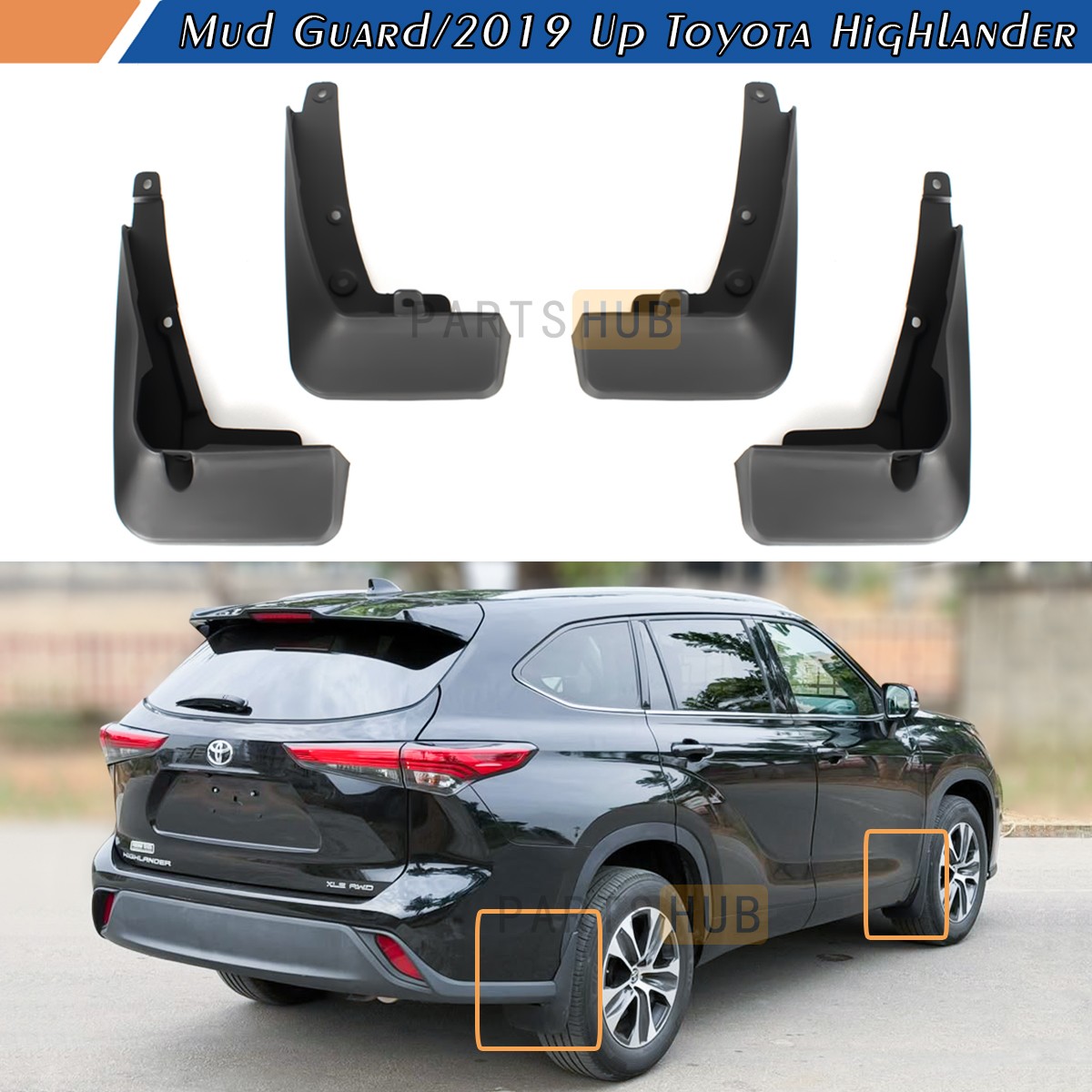 For 2020-27 Toyota Highlander Front & Rear Mud Flaps Guards Splash Flares 4 Pcs